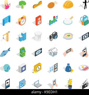 Wirklichkeit Symbole gesetzt, isometrische Stil Stock Vektor