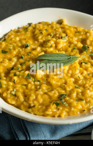 Süße hausgemachte Kürbis risotto mit Salbei und Käse Stockfoto