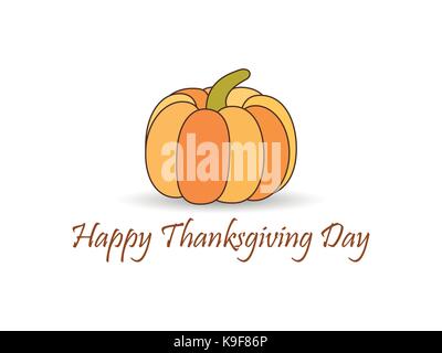 Happy Thanksgiving Day. Kürbis mit Schatten auf weißem Hintergrund. Vector Illustration Stock Vektor