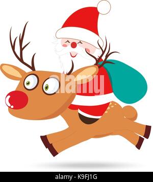 Santa Claus auf Rotwild Stock Vektor
