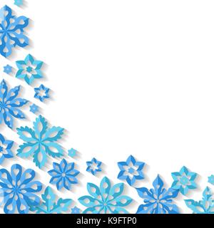 Ecke Schneeflocke Hintergrund. Stock Vektor
