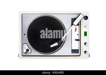 Die alte sowjetische vinyl Player auf weißem Hintergrund isoliert. Drehtisch Stockfoto