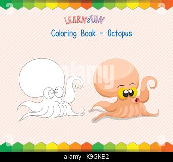 Octopus Malbuch Lernspiel Stock Vektor