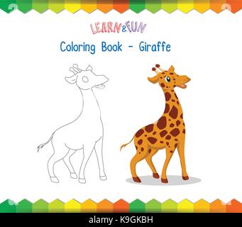 Giraffe Malbuch Lernspiel Stock Vektor