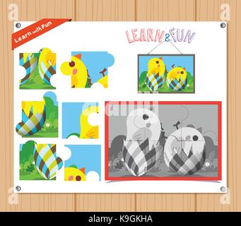 Cartoon Illustration für Bildung Puzzle Spiel für Kinder im Vorschulalter mit Ostern Stock Vektor