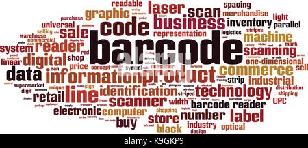 Barcode Wort cloud Konzept. Vector Illustration Stock Vektor