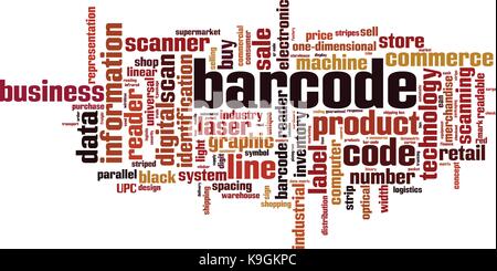 Barcode Wort cloud Konzept. Vector Illustration Stock Vektor