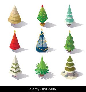 Low Poly Weihnachtsbäume Stock Vektor