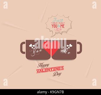 Happy Valentines Tag mit ein paar Tasse Kaffee Stock Vektor