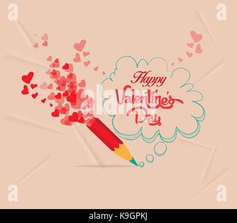 Valentines Tag mit Bleistift Zeichnung bubble Card Stock Vektor