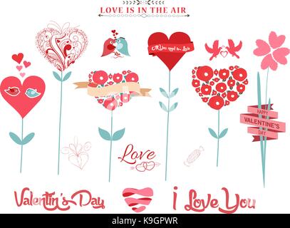 Valentinstag Herz Baum Stock Vektor