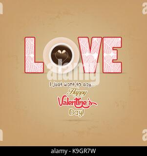 Tasse Kaffee mit Herz Valentinstag Stock Vektor