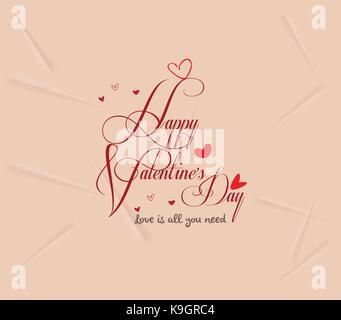 Happy Valentine's Tag hand Schriftzug - Handgemachte Kalligraphie Stock Vektor