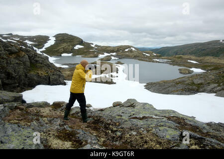Fotograf, Foto, typisch norwegische Landschaft Stockfoto
