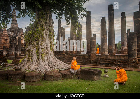 Wat Mahathat, Sukhothai Geschichtspark Sukhothai, Thailand Stockfoto