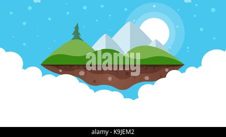 Cartoon Insel Landschaft Illustration. Stock Vektor