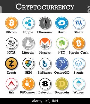Satz von cryptocurrency Symbol. Vektor. Stock Vektor