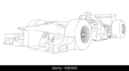 Rennwagen. Wire-Frame. EPS 10-Format. Vektor erstellt von 3d. Stock Vektor