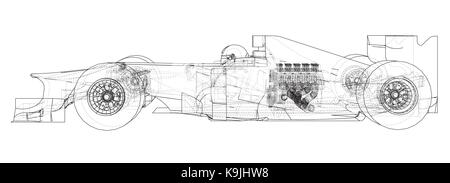 Rennwagen. Wire-Frame. EPS 10-Format. Vektor Rendering von 3d. Stock Vektor