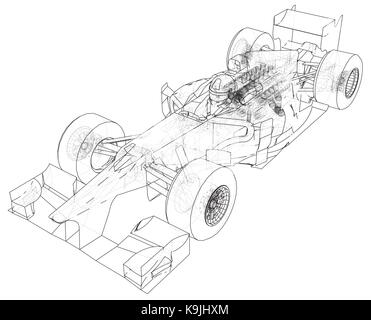 Rennwagen. Wire-Frame. EPS 10-Format. Vektor erstellt von 3d. Stock Vektor