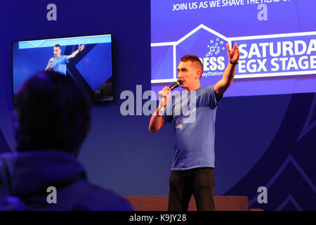 Birmingham, Großbritannien. 23. September 2017. Gamer und Cosplayer vereinen und testen Sie die neuesten Versionen der EGX 2017 Veranstaltung, Birmingham, Vereinigtes Königreich, Credit: Rosanna Marie Saracino/Alamy leben Nachrichten Stockfoto