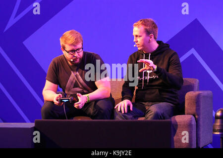 Birmingham, Großbritannien. 23. September 2017. Gamer und Cosplayer vereinen und testen Sie die neuesten Versionen der EGX 2017 Veranstaltung, Birmingham, Vereinigtes Königreich, Credit: Rosanna Marie Saracino/Alamy leben Nachrichten Stockfoto