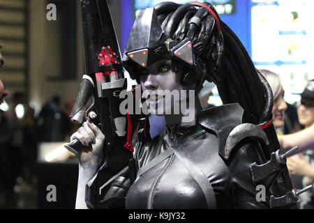 Birmingham, Großbritannien. 23. September 2017. Gamer und Cosplayer vereinen und testen Sie die neuesten Versionen der EGX 2017 Veranstaltung, Birmingham, Vereinigtes Königreich, Credit: Rosanna Marie Saracino/Alamy leben Nachrichten Stockfoto