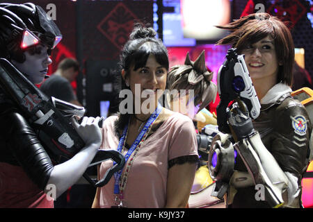 Birmingham, Großbritannien. 23. September 2017. Gamer und Cosplayer vereinen und testen Sie die neuesten Versionen der EGX 2017 Veranstaltung, Birmingham, Vereinigtes Königreich, Credit: Rosanna Marie Saracino/Alamy leben Nachrichten Stockfoto