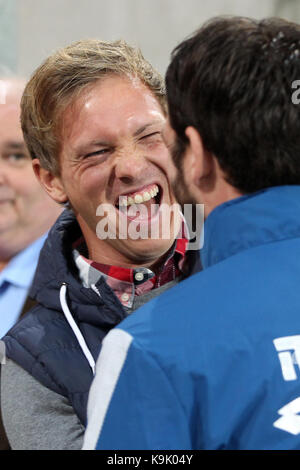 Mainz, Deutschland. 20 Sep, 2017. Von 1899 Hoffenheim manager Julian Nagelsmann während der deutschen Bundesliga Fußballspiel zwischen dem FSV Mainz 05 und 1899 Hoffenheim im Opel Arena in Mainz, Deutschland, 20. September 2017. Quelle: Thomas Frey/dpa/Alamy leben Nachrichten Stockfoto