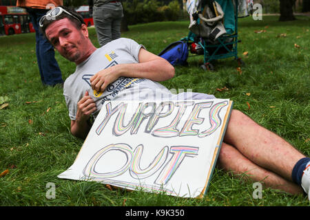 London, Großbritannien. 23. September 2017. Die Demonstranten fordern mehr menschenwürdige Sozialwohnungen in Haringey und in London zur Verfügung gestellt. Penelope Barritt/Alamy leben Nachrichten Stockfoto