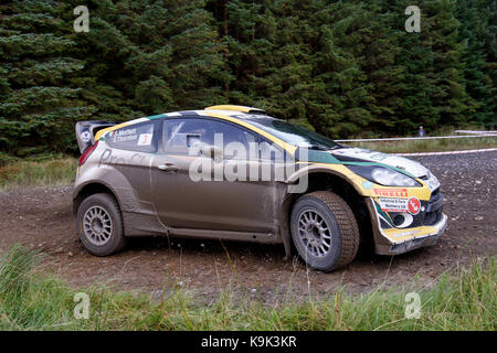 Omagh, Nordirland. 23 Sep, 2017 Sam Moffett von Monaghan, Irland, ist die 2017 Valvoline Motorsport Irland National Forest Rally Champion gekrönt. Dies ist Sam's 2. Irish Rally Championship Titel in diesem Jahr, nachdem bereits gewann die nationale Meisterschaft, Asphalt und am nächsten Wochenende sehen konnte ihn Hinzufügen der Irischen Asphalt Meisterschaft seiner 2017 Tally. Foto von Graham Service Credit: Graham Service/Alamy leben Nachrichten Stockfoto