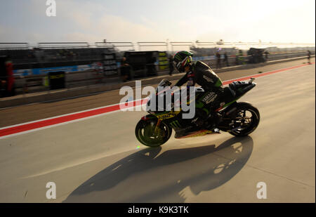 #5 Johann Zarco (Französisch) Monster Yamaha Tech 3 Yamaha in der freien Praxis der Gran Premio Movistar de Aragon, Stromkreis der Motorland, Alcañiz, Spanien. Samstag, 23 September, 2017. Credit: Gtres Información más Comuniación auf Linie, S.L./Alamy leben Nachrichten Stockfoto