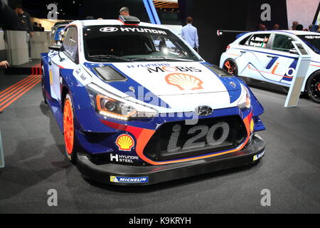 Hyundai I20 Rally Car auf der IAA in Frankfurt 2017 in Deutschland Stockfoto