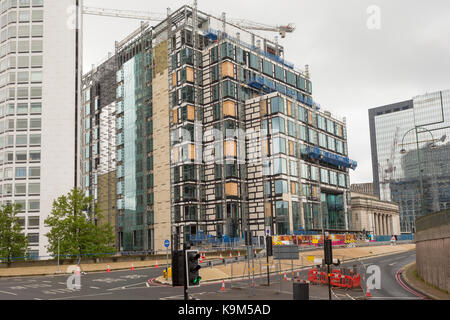 Blick auf Gebäude oder Bauarbeiten statt in Birmingham City Centre als Teil der Regeneration der Stadt, 2017, UK Stockfoto