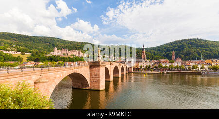 Deutschland, Baden-Württemberg, Heidelberg, Stadtansicht, Altstadt, das Heidelberger Schloss, Fluss Neckar, Alte Brücke Stockfoto