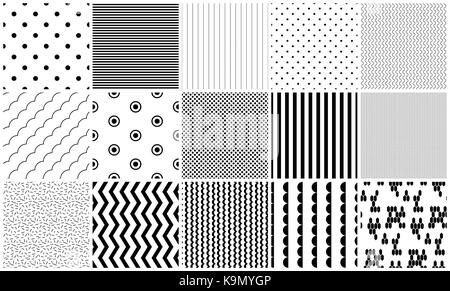 Nahtlose Muster vector Schwarz und Weiß geometrischen Texturen. Stock Vektor