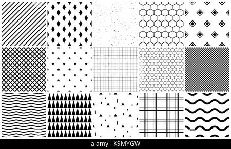 Nahtlose Muster Vector Set mit geometrischen Strukturen. Stock Vektor