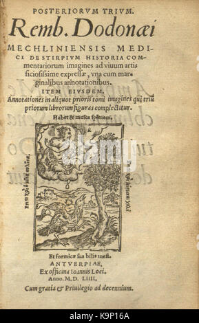 Remberti Dodonaei... Trium priorum de stirpium Historia commentariorum stellt ad viuum expressae BHL 6727069 Stockfoto