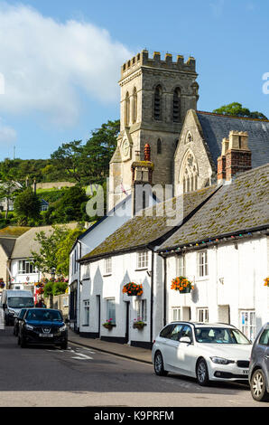 Die Kirche von St. Michael St. Michaels Kirche Bier, Englisch am Meer Küstenstadt, East Devon Coast, England, Großbritannien Stockfoto