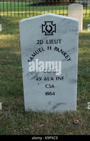 Kopf Stein unbekannter konföderierte Soldat an Johnsons Insel Bürgerkrieg Friedhof. Foto 09/10/2017 getroffen Stockfoto