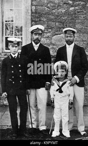 Prince Edward, Zar Nikolaus II., Tsarevich Alexei und Prince George Osborne House Stockfoto