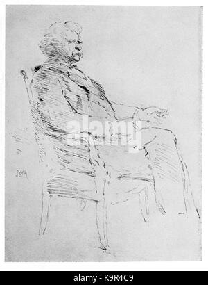 Pen Skizze von Mark Twain von John White Alexander Stockfoto