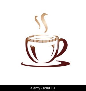 Elegante Tasse Kaffee Abbildung, Icon Design, auf weißem Hintergrund. Stock Vektor