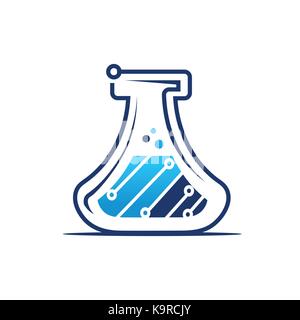 Tech Lab logo,-Leitungen mit Kolben Icon, Icon Design, auf weißem Hintergrund. Stock Vektor