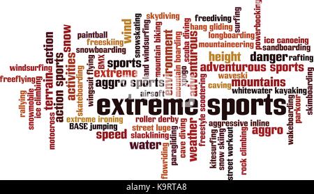 Extreme Sport word cloud Konzept. Vector Illustration Stock Vektor