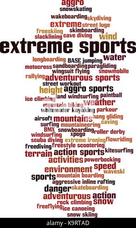 Extreme Sport word cloud Konzept. Vector Illustration Stock Vektor