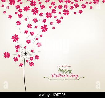 Löwenzahn herzen Grußkarte. Muttertag Stock Vektor