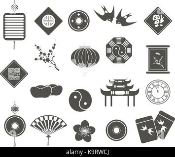 Chinese New Year Icons Stock Vektor