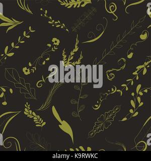 Nahtlose Muster mit Blättern, Blumen Stock Vektor