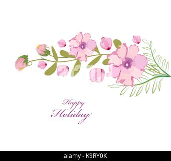 Blühende Blume brunch mit Frühling Blumen auf weißem Hintergrund Stock Vektor